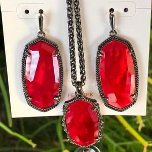 Custom Kendra Scott Gunmetal Cherry Red Illusion